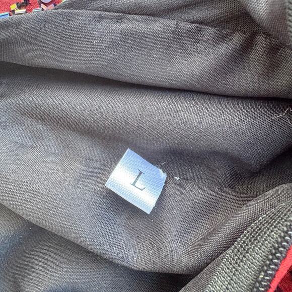 VTG Y2K Red Ombré Beaded Gown Dress Lg Strappy Open Back Fairy Vampy Whimsigoth - Picture 14 of 16